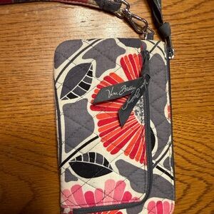 Vera Bradley Red and Gray Floral Wristlet